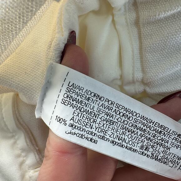 Zara Ivory High Rise Paperbag Jean Pants 100% Cotton Size Medium - Picture 6 of 7